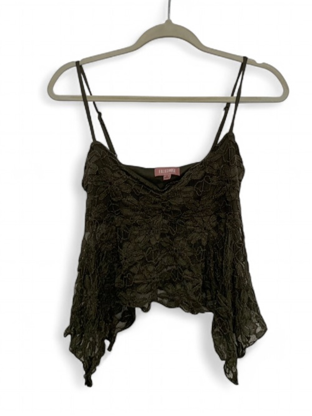 Faded Rose Lace Olive Green Fairy Whimsy Tank Top